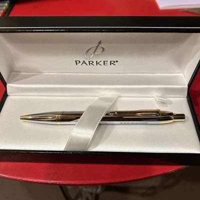 Unused PARKER hoodie ballpoint pen, silver gold, Fuji TV printing - Image 1 of 4