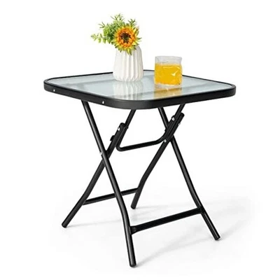  Mesa auxiliar plegable, mesa cuadrada pequeña de patio, cuadrada de granja de 18"x18"x18,5" Foto 1 de 4