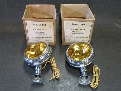 N.O.S. PAR DE LUCES ANTINIEBLA ÁMBAR DO-RAY LAMP CO MODELO 500 5 PULGADAS EE. UU. HOT RAT ROD Foto 1 de 4