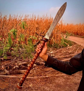 Lancia damascata fatta a mano, lancia damascata personalizzata, lancia corta, miglior regalo. - Foto 1 di 7