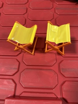 Vintage 1970s Barbie COUNTRY CAMPER 2 Folding Chair Stools B10 - Image 1 of 2