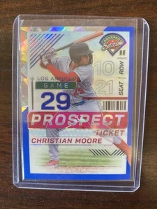 2024 Panini Prospect Edition Christian Moore Blue Ice Prizm 162/299 #128 Angels - Picture 1 of 2