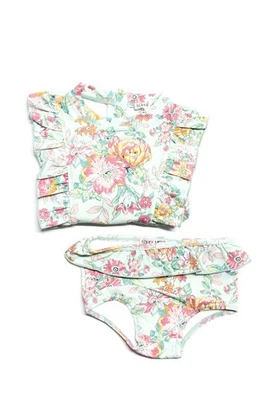 Louise Misha Niñas Verde Floral Volantes Cuello Redondo Rush Guard Natación Talla 6M Foto 1 de 4