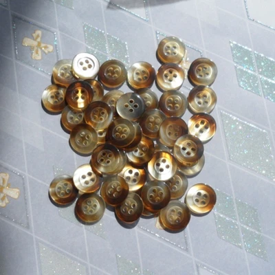 48 Beautiful Vintage Brown and White Plastic Buttons- 9/16 inch- #98 - Image 1 of 3