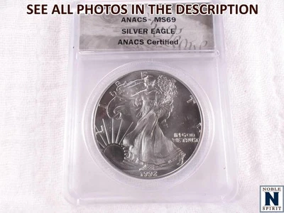 NobleSpirit (ME) 1992 Eagle Silver Dollar ANACS MS69 - Image 1 of 4