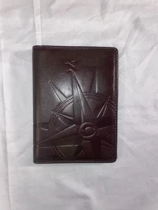 RARO portafoglio passaporto Coach Compass in pelle marrone scuro - Foto 1 di 11