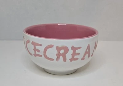 Tigela de sobremesa de vidro sorvete grés porcelana osso branco e rosa  - Imagem 1 de 4