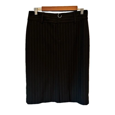 Antigua Falda Lápiz Azul Marino Negocios Oficina Elegante Sexy Negra/Bana Elastizada a Rayas 4 Foto 1 de 4