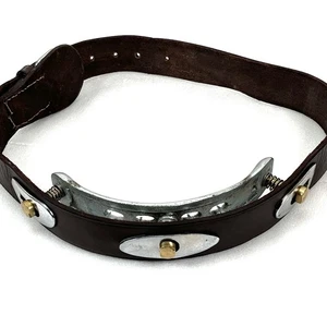 Antikes Leder Pferdehalsband mit Federdruck Metallspikes Messing Adj. AntiCraw - Bild 1 von 13
