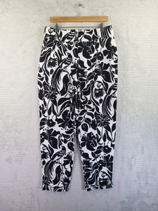 Boden UK 14L 100% Linen Black & White Barrel Leg High Waist Pleated Trousers  - Picture 1 of 24