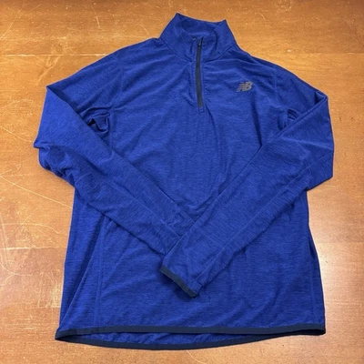 Suéter New Balance Para Hombre Medio Azul 1/4 Cremallera Manga Larga Pullover Correr Foto 1 de 4