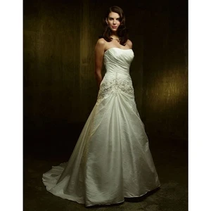 Casablanca Bridal | Strapless Beaded Wedding Dress Bridal Gown 1870 Size 12 - Picture 1 of 19