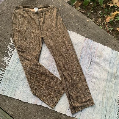 Pantalones JNY De Colección MUJER XL Leopardo Marrón Estampado Animal Deportivo Pull On 100% Algodón Foto 1 de 4
