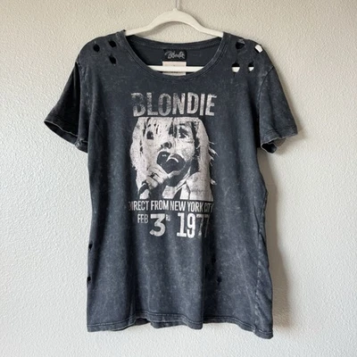 Camiseta Blondie Algodón On The Auténtica Banda Mujer Grande Envejecida Grunge Rock Top Foto 1 de 4