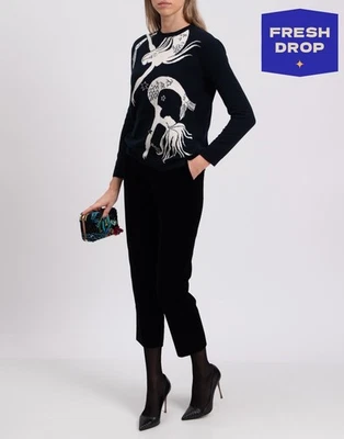 PVP €1310 VALENTINO Jersey de Cachemira y Lana Talla S Sirena Intarsia Hecho en Italia Foto 1 de 4