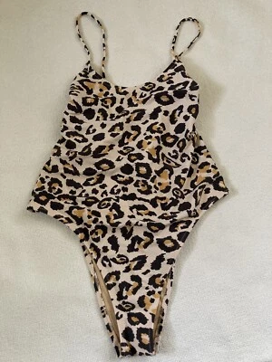 women's Somedays Lovin one piece swimsuit cream colored leopard print size L - Image 1 of 4
