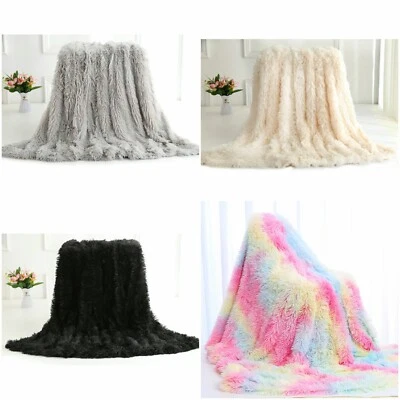 Rainbow Larger Thick Colorful Flannel Fleece Blanket Throws Cozy Warm Rugs