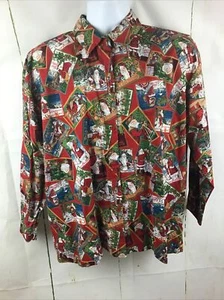 Vintage Ground Control Men’s Santa’s Single Stitch Button Down Dress Shirt Sz. L - Picture 1 of 17