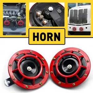 2x 12V 300DB Super Loud Train Horn Waterproof Motorcycle Car Truck SUV Boat Red - Picture 1 of 12