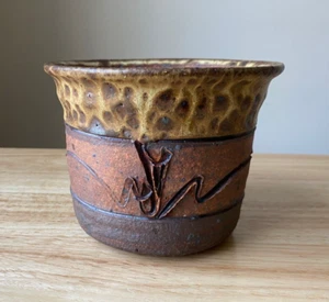 Hand Crafted Brutalist Brown Stoneware Planter - VGUC - Picture 1 of 7