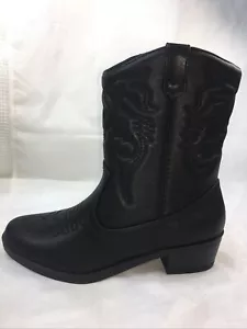 SODA RENO-B 2 KIDS-WESTERN GIRL COWBOY MID-SHAFT Boot STITCHED Pointe Toe ZIPPER - Picture 1 of 12