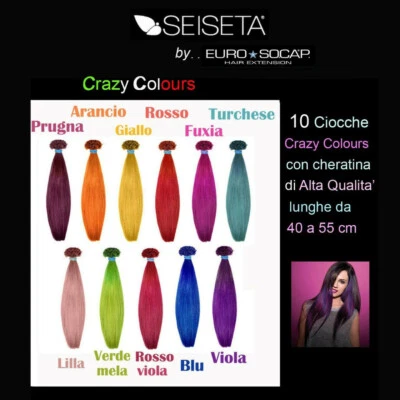 EURO SOCAP - SEISETA Hair Extension Ciocche Crazy Colour da 40 a 55 cm Remy
