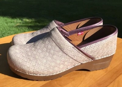 Zuecos sin cordones Sanita para mujer beige/púrpura de cuero geométrico talla 42 EU  Foto 1 de 4