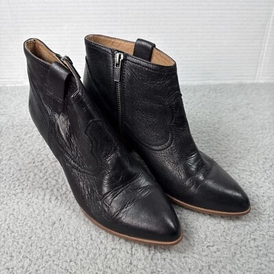 FRYE REINA Ankle Booties Womens 8 M Black Side Zip Cone Heel Leather Western - Image 1 of 4