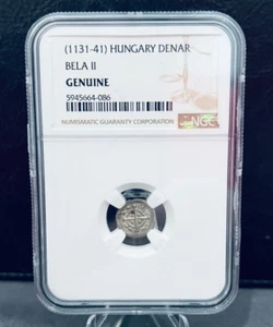 NGC King Bela II of HUNGARY Bela the Blind 1131-1141 Silver Denar Coin - Picture 1 of 2
