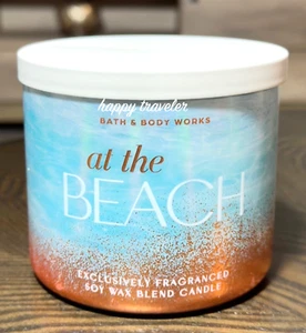 Bath & Body Works AT THE BEACH 3 Wick Candle  14.5 oz  NEW  Summer Coconut - Picture 1 of 3