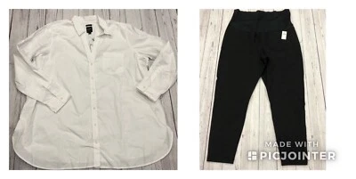 Gap Maternity Legging & Perfect Shirt New With Tags XL Black & White - Image 1 of 4
