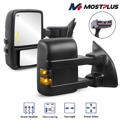 Power Heated Tow Mirrors w/ Smoke Turn Signal For 99-07 Ford F250/F350/F450/F550 - Image 1 of 4