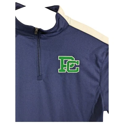 Sudadera Pine Creek High School Calentamiento Azul Marino Verde 1/4 Cremallera Top Mediana Foto 1 de 4