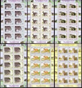 Tajikistan WWF Pallas's Cat 6 Sheetlets of 10 stamps each 10 sets 1996 MNH