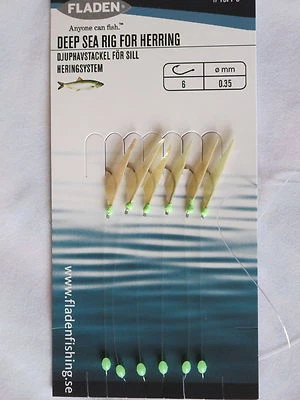 5 Fladen Ghost Sabiki 6 hook size 6 fishing herring feathers lures sea baitfish - Image 1 of 4