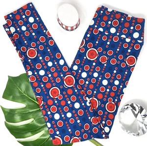 LuLaRoe Leggings OS Rot Weiß Blau Blasen Kreise Sterne Patriotisch - Bild 1 von 6