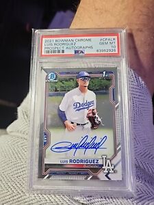 PSA 10 LUIS RODRIGUEZ AUTO 2021 Bowman Chrome Prospects Autograph RC GEM MINT