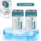 2PK USB Direct Rechargeable 9V Battery 1200mAh 9 Volt Batteries For Toy 6F22 lot