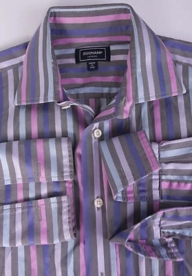 Duchamp London Shirt Stripe Made in Italy French Cuff Size 16.5 *Fg0529310 - Image 1 of 4