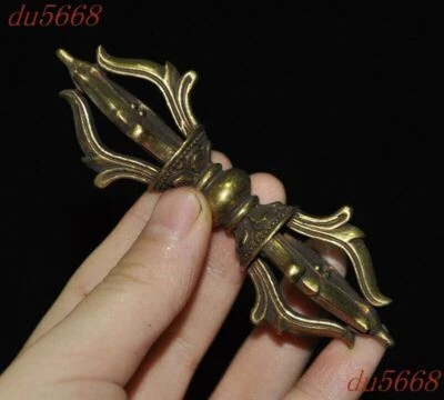 Daga de bronce templo budismo tibetano de 3,8" equipo Dorje Vajra phurpa faqi daga Foto 1 de 4