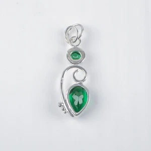 Genuine Green Emerald 925 Sterling Silver Delicate Valentines Pendant Jewelry - Picture 1 of 8