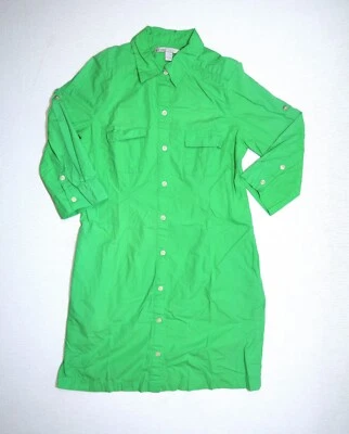Old Navy Women's Size XS Bright Green Cotton Button Up Shirt Dress - Image 1 of 4