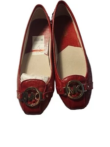 NIB Michael Kors Fulton Moc MK Buckle Leather Moccasin Red  Size 8M - Picture 1 of 8