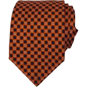 GIERRE MILANO Mens Classic Tie 3.15 Brown Navy 100% Silk Geometric Necktie ITALY - Picture 1 of 6