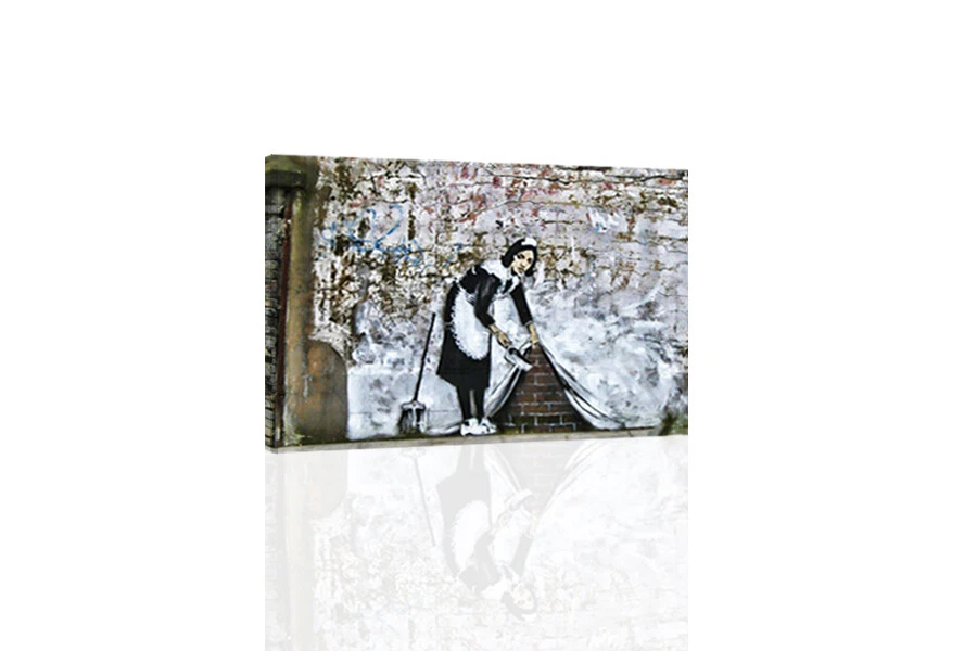 Dama de la limpieza - Bansky - ARTE DE PARED EN LIENZO O IMPRESO Foto 1 de 2