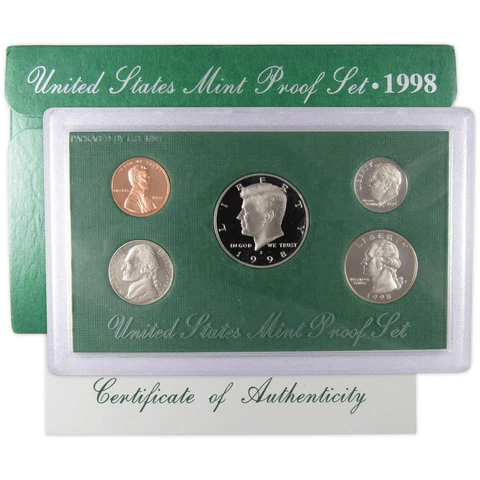 1998 Clad Proof Set U.S. Mint Original Government Packaging OGP Collectible Cover