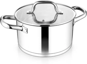 Olla de acero inoxidable con base de tres capas de 4 cuartos de galón olla para cocinar pasta con tapa - Imagen 1 de 11