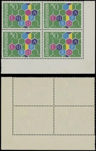 1960, LIECHTENSTEIN, EUROPA ISSUE, HONEYCOMS, CORNER BLOCK OF 4, NH, SCOTT #356 - Picture 1 of 1