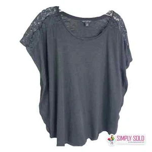 Banana Republic Women's Blouse Short Sleeve T-Shirt Black Cotton Cap Sleeve Sz L - Picture 1 of 12