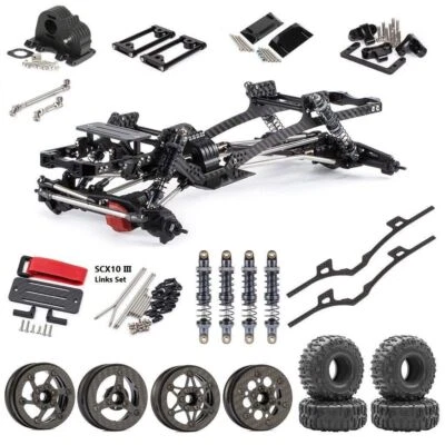 LCG Chassis Kit Carbon Fiber Rail Gearbox For 1/10 RC Crawler Capra TRX4 DIY - Image 1 of 4